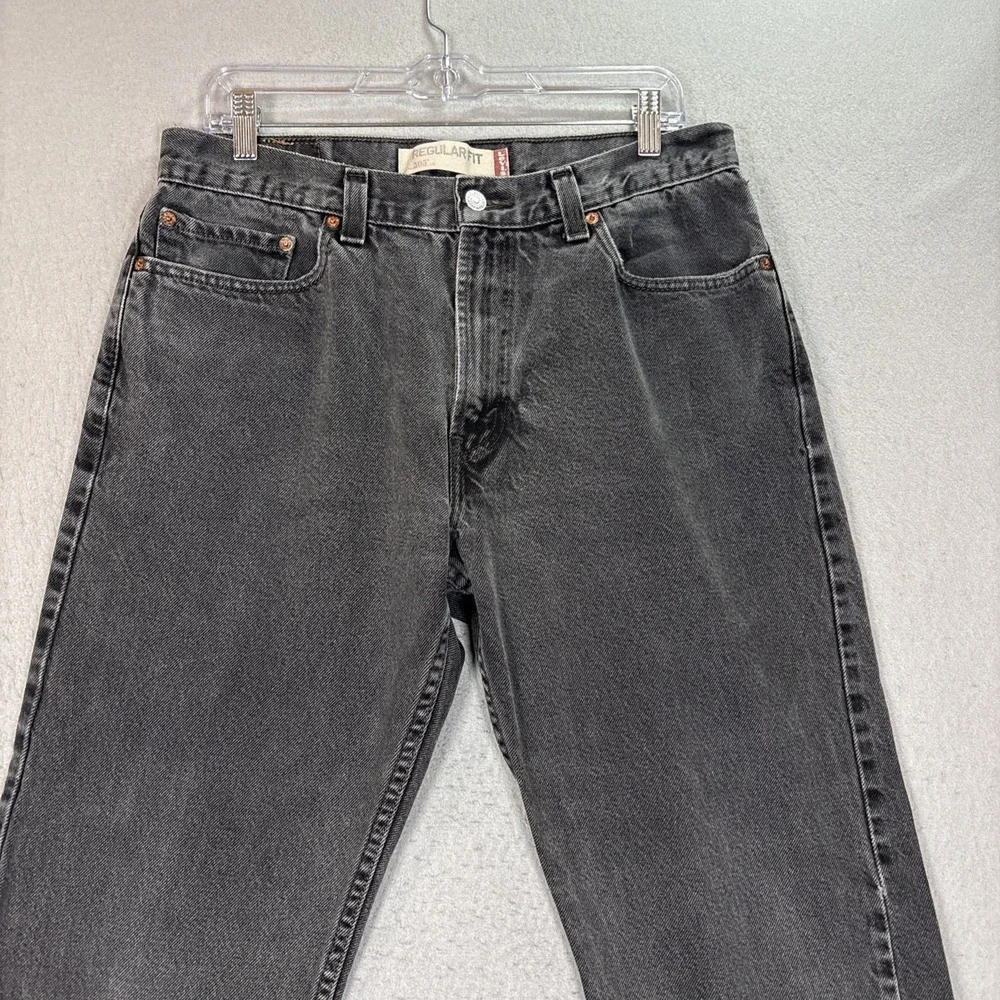 Levis 505 Regular Fit Jeans Mens 34x30 Black Denim Straight Leg Pants